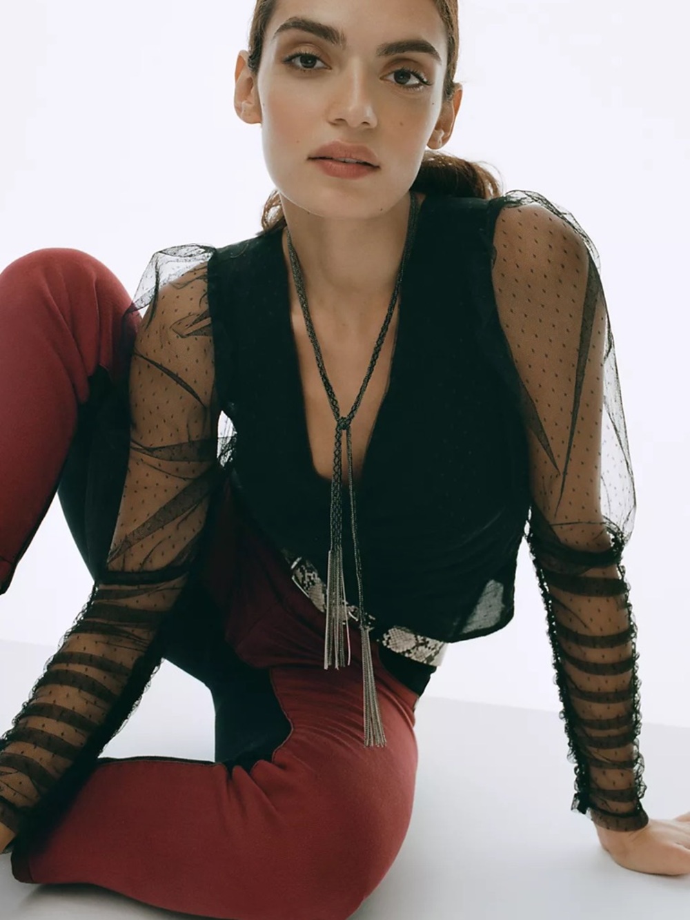 Anthropologie • Maeve Puffed Sheer-Sleeved Blouse